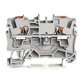 Borne de passage pour 2 conducteurs avec poussoir 4mm², gris|Wago contact-WAG2204-1201