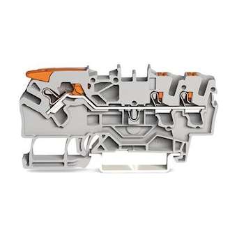 Borne de passage pour 3 conducteurs avec levier et poussoir 2,5mm², gris|Wago contact-WAG2102-5301