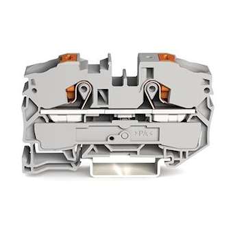 Borne de passage pour 2 conducteurs avec poussoir 16mm², gris|Wago contact-WAG2216-1201