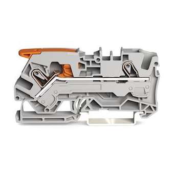 Borne de passage pour 2 conducteurs avec levier et Push-in CAGE CLAMP 6mm², gri|Wago contact-WAG2106-1201