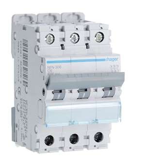 Disjoncteur 3P 6-10kA courbe C - 6A 3 modules|Hager-HAGNFN306