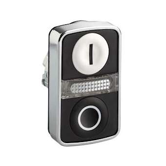 Harmony tête bt-pous double touche - D22 - blanc + noir - E - S - IP66, IP69K|Schneider Electric-SCHZB4BW7A1721