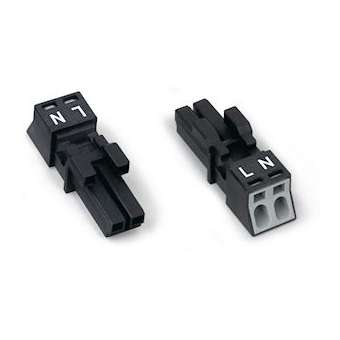 Connecteur femelle 2 pôles sans décharge de traction / Noir|Wago contact-WAG890-202