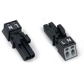Connecteur femelle 2 pôles sans décharge de traction / Noir|Wago contact-WAG890-202