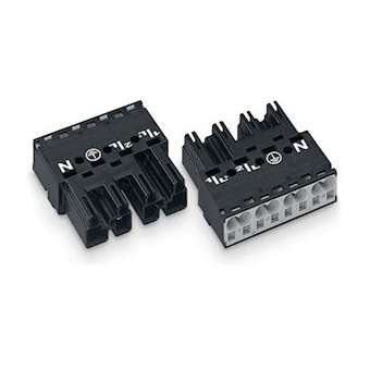 Connecteur mâle 4 pôles sans décharge de traction / Noir|Wago contact-WAG770-214