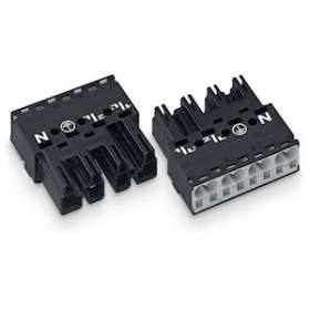 Connecteur mâle 4 pôles sans décharge de traction / Noir|Wago contact-WAG770-214