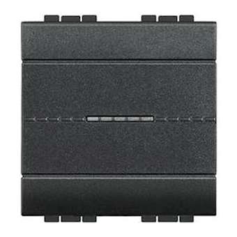 Poussoir Livinglight contact NO 10A 250V~ à bornes auto - Anthracite - 2 modules|Bticino-TICBTL4055M2AN