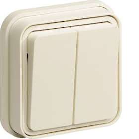 cubyko Double interrupteur va-et-vient encastré blanc IP55|Hager-HAGWNE040B