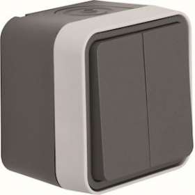 cubyko double va-et-vient saillie gris|Hager-HAGWNC040