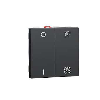 Unica - commande VMC - ON/OFF + 2 vitesses - 10A - 2 mod - Anthra - méca seul|Schneider Electric-SCHNU321454