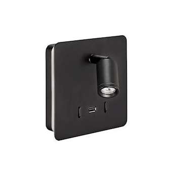 LIZEO - Liseuse LED 3000K 40000H, avec éclairage d'ambiance et prise USB, noir|Aric-ARI50869