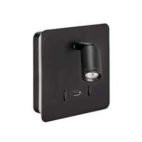 LIZEO - Liseuse LED 3000K 40000H, avec éclairage d'ambiance et prise USB, noir|Aric-ARI50869