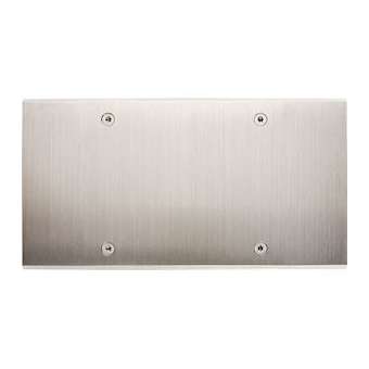Façade LAITON DOUBLE HORIZONTALE HABILLAGE POUR PRISE RASOIR NIKEL SATINE VIS|Modelec-MD8278-418