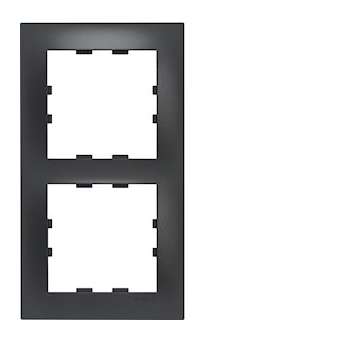 Kallysta pop plaque 2 postes verticale entraxe 71 coloris Carbone|Hager-HAGWKN508