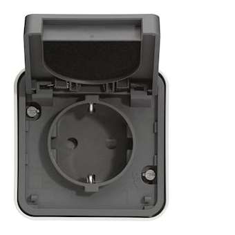 cubyko Prise Schuko saillie gris IP55|Hager-HAGWNC160