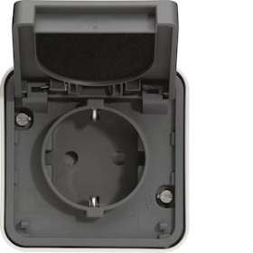 cubyko Prise Schuko saillie gris IP55|Hager-HAGWNC160