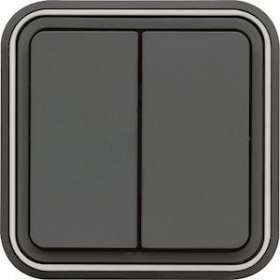 cubyko Double interrupteur va-et-vient encastré gris IP55|Hager-HAGWNE040