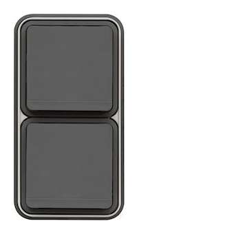 cubyko Prise double verticale 2P+T encastré gris IP55|Hager-HAGWNE132