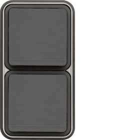 cubyko Prise double verticale 2P+T encastré gris IP55|Hager-HAGWNE132