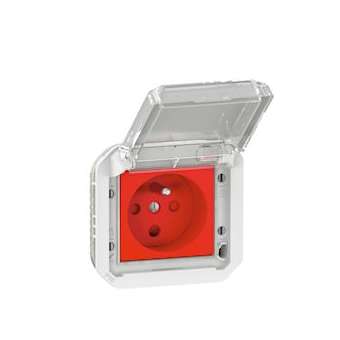 Prise de courant 2P+T à détrompage Plexo composable blanc|Legrand-LEG069623L