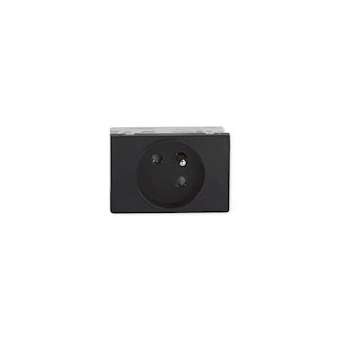 Prise TerCia 2 pôles + terre simple spécial goulotte noir|Iboco-IBOB45012
