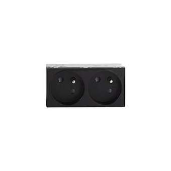 Prise TerCia 2 pôles + terre double spécial goulotte noir|Iboco-IBOB45022