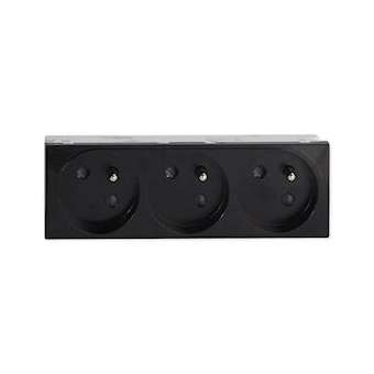 Prise TerCia 2 pôles + terre triple spécial goulotte noir|Iboco-IBOB45032