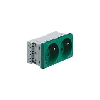 Prise TerCia 2 pôles + terre double spécial goulotte verte|Iboco-IBOB45026