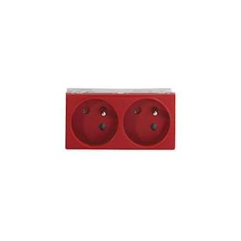 Prise TerCia 2 pôles + terre double spécial goulotte rouge|Iboco-IBOB45024