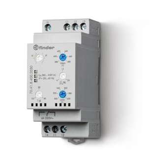 Relais contrôle tension tri + neutre AC 1RT 6A 380 à 415V AC, multifonc|Finder-FID704184002030PAS