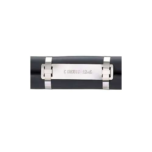 Plaque identification inox 316,4 gr trous,89x19x0.25mm,compa PES,Cdt