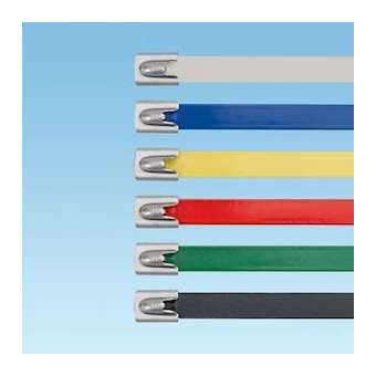 Collier MLTFC inox 316entiere. recouvert,305x7,9mm,Polyester noir,1112N,Cdt:100|Panduit Composants