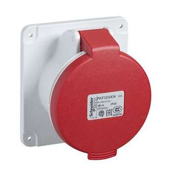 PratiKa - socle prise industrielle droite - 32A - IP44 - 380 - 5P - vis|Schneider Electric-SCHPKF32G435