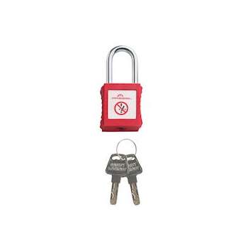 cadenas plastique rouge anse metal 6mm clé identique A1|Catu-CATPM-6-38-R-A1