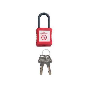 cadenas plastique rouge anse nylon 6mm clé aléatoire Z|Catu-CATPP-6-38-R-Z