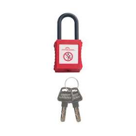 cadenas plastique rouge anse nylon 6mm clé aléatoire Z|Catu-CATPP-6-38-R-Z