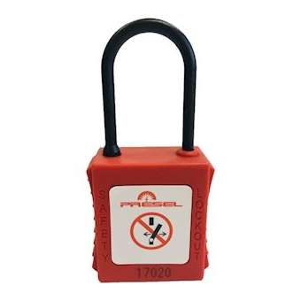 cadenas plastique rouge anse nylon 4mm clé identique A4|Catu-CATPP-4-38-R-A4