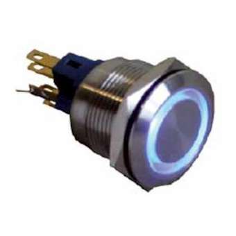 Bouton Poussoir Inox,No/Nf, Avec Anneau Lumineux|Acie-AIEBOPO-S