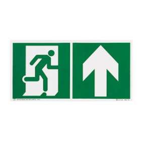 Pictogramme autocollant évacuation avec flèche vers le haut|Ura-URA956761