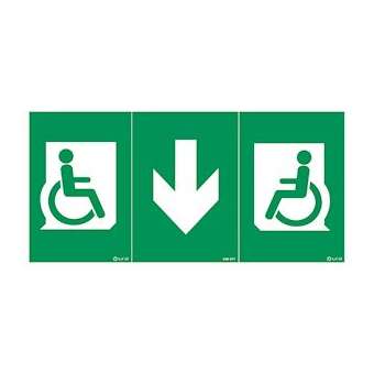 Pictogramme universel autocollant avec fauteuil roulant + flèche|Ura-URA956971