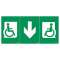 Pictogramme universel autocollant avec fauteuil roulant + flèche
