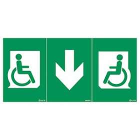 Pictogramme universel autocollant avec fauteuil roulant + flèche|Ura-URA956971