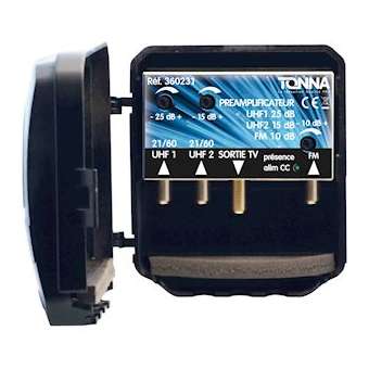 Préamplificateur 4G 800 - 3 entrées - FM/UHF/UHF - Gain 10/25/25 dB réglable|Tonna-TOQ360130