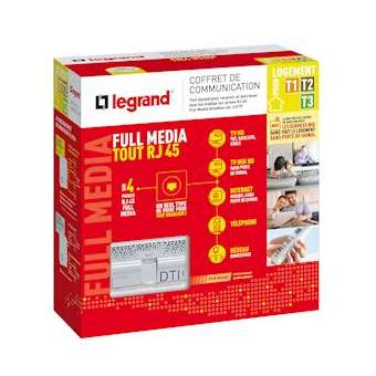 Coffret de communication Full Media tout RJ45 pour T1 à T3 neuf|Legrand-LEG093078