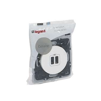 Chargeur double USB Céliane typeC 3A/15W - blanc|Legrand-LEG099519