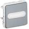 Poussoir NO lumineux étanche avec porte-étiquette Plexo composable IP55 10A gris|Legrand-LEG069543