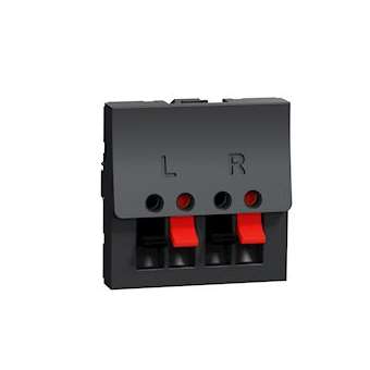 Unica - prise haut-parleur 2 sorties rouge + noir - 2 mod - Anthraci - méca seul|Schneider Electric-SCHNU348654
