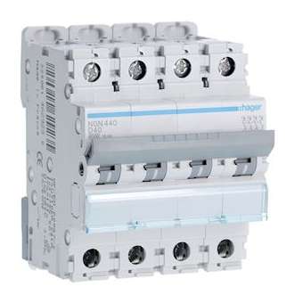 Disjoncteur 4P 6-10kA courbe D - 40A 4 modules|Hager-HAGNGN440