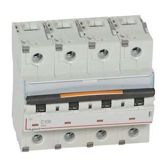 Disjoncteur DX³ 25kA arrivée haut/départ bas vis 4P 100A - courbe C - 6 modules|Legrand-LEG409802