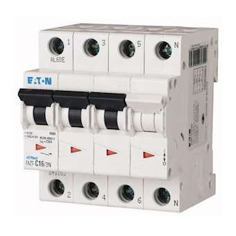 Disjoncteur modulaire, 25A, 3Np, courbe D|Eaton industries-EONFAZT-D25-3N